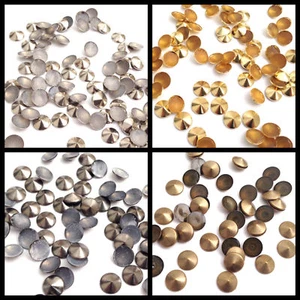 Verschiedene Farben & Größen Aufbügeln Hot Fix Round Top Spitz Nagel Kopf Nieten - Bild 1 von 1