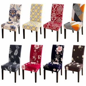 1/4/6pcs Stretch Spandex Dining Room Printed Chair Covers Slipcovers Home Decor - Picture 1 of 51
