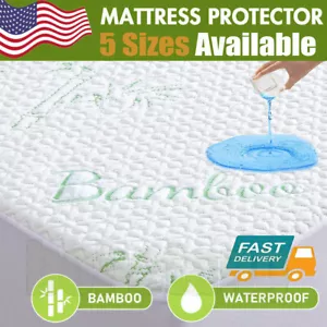 Bamboo Waterproof Mattress Protector Quilted Breathable Premium Mattress Cover - Picture 1 of 13