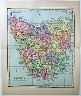 Tasmania - Mapa original fechado 1903 por Dodd Mead & Company. Australia. Antiguo Foto 1 de 3