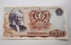 NORWAY 1000 Kroner 1987- XF/VF - Picture 1 of 2