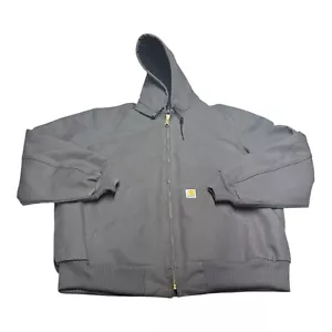 Carhartt Duck Jacket Mens XL Grey Loose Fit Hooded Full Zip Work Chore J140 USA - Picture 1 of 8
