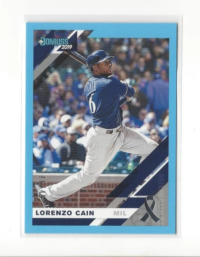 2019 Donruss Father's Day Ribbon #184 Lorenzo Cain Brewers /49  - Image 1 of 1
