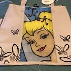 DISNEY'S GRAY TINKERBELL TOTE BAG WITH ATTACHED COIN CASE