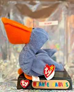 TY Beanie Babies RETIRED - Scoop 1996 Grey with Orange Scooper - Pelican - Picture 1 of 1