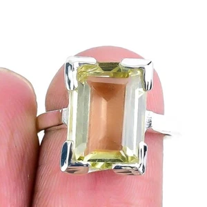 Anello a grappolo artigianale figlia argento sterling 925 topazio limone naturale misura 6,5 - Foto 1 di 7