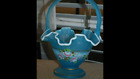 Fenton Qvc 2002 Charleton Collection Blue Topaz Snow Drift Rim Basket Bill Fento