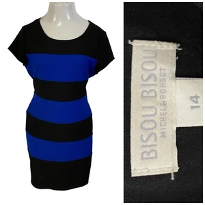 Vestido Bisou Bisou Mujer Talla 14 Azul Negro Trabajo Oficina Iglesia Fecha Elegante - Imagen 1 de 13