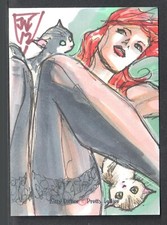 KITTY DITTIES & PRETTY LADIES 5finity SKETCH CARD by JOHN WATKINS CHOW