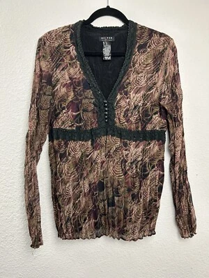 Top retro vintage Axcess para mujer Y2K Fairy Grunge talla 12 caprichoso floral oscuro Foto 1 de 4