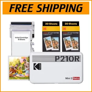 Portable Mini 2 Retro 4PASS Bluetooth Photo Printer - 68 Sheets Included, White - Picture 1 of 10