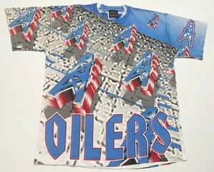 Vintage Magic Johnson T's NFL Houston Oilers All Over Print T-Shirt XL Tee USA - Picture 1 of 13
