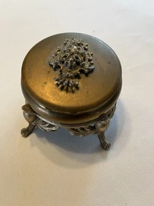 Vintage Powder Trinket Vanity Compact Brass 4 Legged Jar - Picture 1 of 4