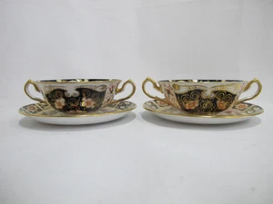 ROYAL Crown Derby 2451 Traditional IMARI Bone China SUPPENTASSE Schüssel & Untertasse Set - Bild 1 von 13