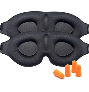 2 Pezzi Maschere Occhi Sonno 3D Nere Senza Pressione Occhi Maschera Sonno 100% Blocco Luce - Foto 1 di 6