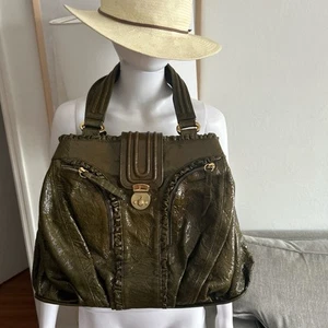 Treesje Schultertasche olivgrün Echtleder 90’s Y2K Goth Grunge Totes - Bild 1 von 14