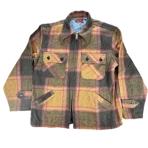 Vtg Kings Road Sears Wool Plaid Flannel Shirt Jacket Mens 15-15.5 60’s-70’s - Picture 1 of 6