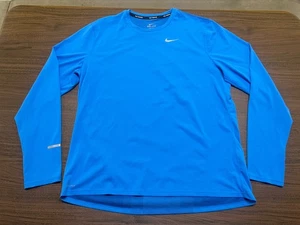 Nike Maillot Dri-Fit Running Men's Blue Long-Sleeve Shirt - XL - Picture 1 of 4