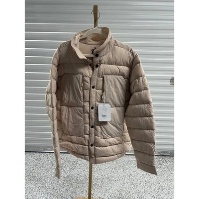 Obermeyer M Explorer Down Shirt Jacket Cement Beige Mens L Puffer Coat New - Image 1 of 4