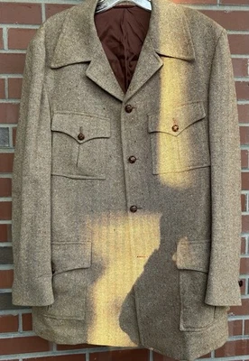 Chaqueta De Colección Pendleton Para Hombres Tweed Lana Marrón Safari Militar Talla L EE. UU. Foto 1 de 4