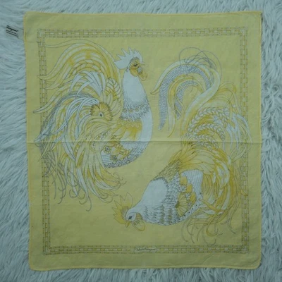 Mini bufanda cuadrada de bolsillo Salvatore Ferragamo de algodón amarillo 16" X 17,5" Q288 Foto 1 de 4