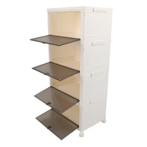 Folding Shoe Cabinet Easy Installation 4 Layer Large Capacity Shoe Rack PP - Picture 1 of 24