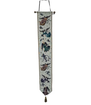 Tapestry Angel Wall Hanging Banner Bell Pull Vintage Angels On High - Image 1 of 4