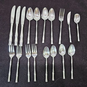 Supreme Besteck Edelstahl Besteck Bambus Made in Japan 18 Stück Löffel Gabel Vintage - Bild 1 von 15