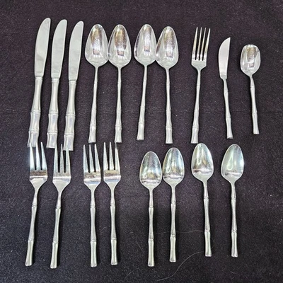 Supreme столовые приборы из нержавеющей стали бамбука сделано в Японии лот из 18 ложек вилка винтажный - Изображение 1 из 4