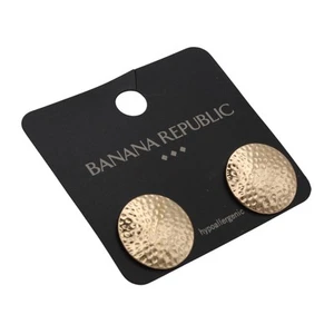 Banana Republic Post Back Hammered Gold Disc Earrings #BRE69 - Picture 1 of 2