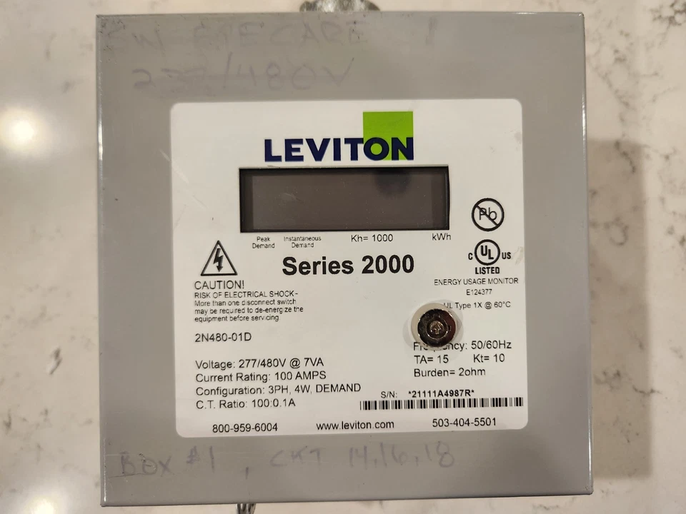 Leviton 2N480-01D Series 2000 Indoor Meter 277/480V  100A - Image 1 of 4