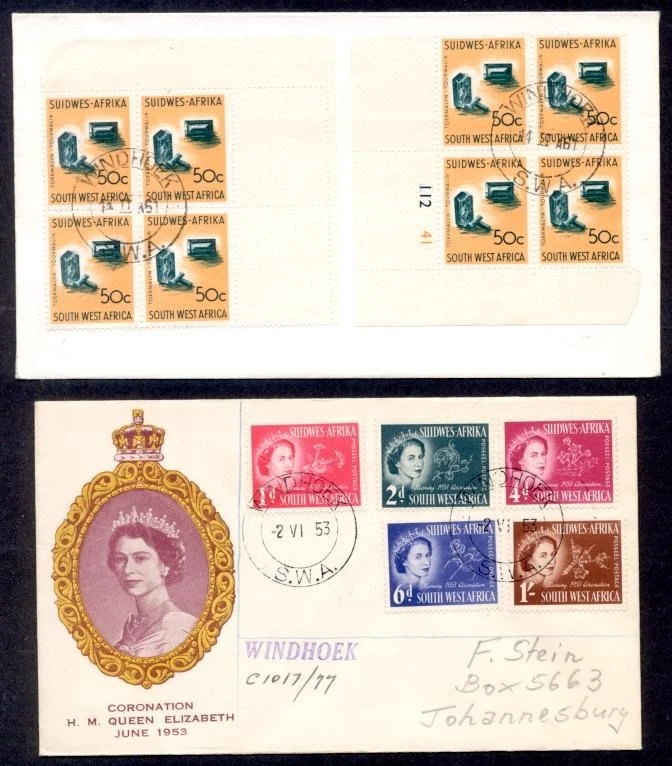 SOUTH WEST AFRICA 2 DIFF 1950's FDC - Image 1 of 1