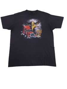 T-shirt punto singolo 3D emblema camionisti solo selvaggi e gratuiti vintage anni 80 2XL aquila - Foto 1 di 11