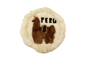 VTG PERU HANDMADE ALPACA/LIAMA FUR RUG 18" SEATCOVER WALL HANGING - Picture 1 of 6