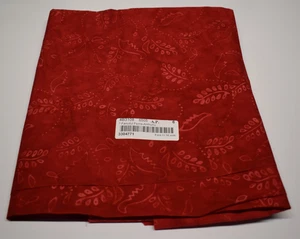 Batik fabric piece FANCIFUL FERNS ANTHURIUM red leaves tonal 1-1/2 yards x 43" - Picture 1 of 2