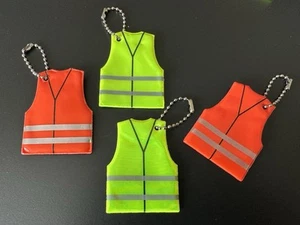4 reflektierende Hi Vis gelb & orange Neon Schlüsselanhänger Schlüsselring Reißverschluss 5 cm - Bild 1 von 3