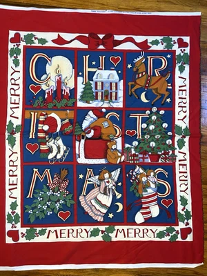 Panel de edredón colgante de pared Susan Winget Feliz Navidad 1993 tela tradición 2022 Foto 1 de 4