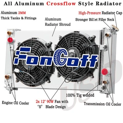 3Row Radiator Shroud Fan For 1994-1995 Chevy Blazer S10 GMC Sonoma Jimmy 4.3L V6 - Image 1 of 4