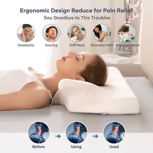 Cervical Memory Foam Pillow for Side Back & Stomach Sleepers CertiPUR-US - Picture 1 of 12