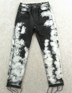 3x1 Jeans Womens 25 Black Gray High Rise Slim Straight Button Fly Tie Dye - Picture 1 of 18