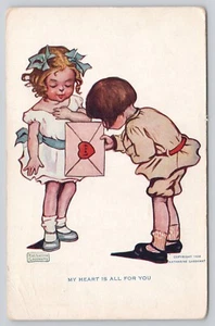 Katharine Gassaway Signed Cute Kids Exchange Letter Heart Romance c1909 Postcard - Picture 1 of 2