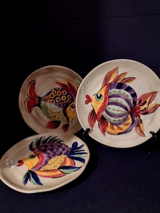 NEW (3) pcs UNDER THE SEA TABLETOPS (3) 11" New Dinner Plates Fish - Picture 1 of 6