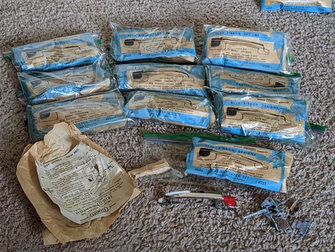 Vintage Stanley Cabinet Latch Set #4222 CM Red Priscilla Lot of 10 packs Cover