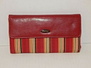 Women's Red Striped Tri-Fold High Capacity Full-Length Wallet - LONGABERGER, NEW