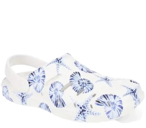 Rugged Shark Clogs Women's CHOOSE SIZE White Blue Shells Sandals Waterproof NEW - Picture 1 of 6