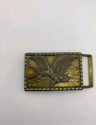 Hebilla de cinturón Baldeagle de latón vintage con piedra naranja Foto 1 de 3