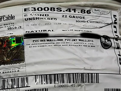 Cable de control/comunicaciones trenzado Carol E3008S 22/8C blanco plenum/100 pies Foto 1 de 4