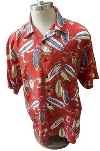 Brigata Silk Floral Surfboard Hawaiian Shirt Mens Medium Short Sleeves - Picture 1 of 8