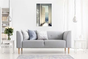 Deep Blue sea behind the door Framed Canvas Print Wall Art Home Decor - Picture 1 of 5