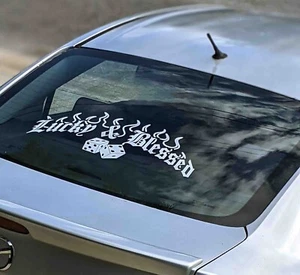 Lucky & Blessed Rear Window Decal Car Sticker Banner JDM Vinyl Graphic KDM low - Picture 1 of 1